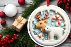 Round Christmas Ornament Sublimation|Clipart Product Image 2