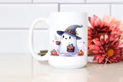 Cute Ghost with Purse Holding Tea PNG Product Image 2