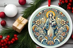 Round Christmas Ornament Sublimation|Clipart Product Image 1