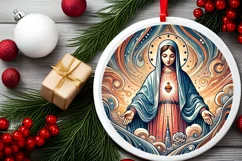 Round Christmas Ornament Sublimation|Clipart Product Image 1