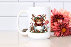 Cute Highland Cow with Christmas Enjoyment, PNG Product Image 2