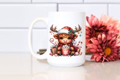 Cute Highland Cow with Christmas Enjoyment, High-Quality PNG Product Image 2