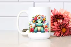 Vibrant Flower Turtle Watercolor | Clipart Product Image 2
