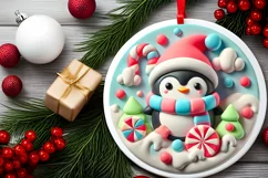 Round Christmas Ornament Sublimation|Clipart Product Image 1