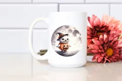 Cute Halloween Seal on Moon, High-Res PNG Product Image 2