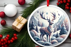 Round Christmas Ornament Sublimation|Clipart Product Image 2
