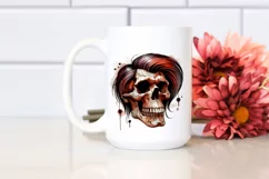 Watercolor Style Halloween Vampire Skull with Hair, Fred Product Image 2