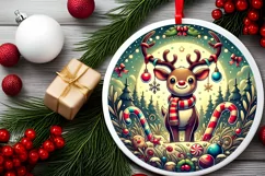 Round Christmas Ornament Sublimation|Clipart Product Image 2