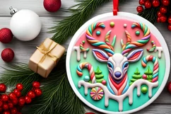 Round Christmas Ornament Sublimation|Clipart Product Image 1