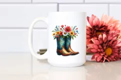 Colorful Cowboy Boots Flowerpot Watercolor Product Image 2