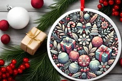 Round Christmas Ornament Sublimation|Clipart Product Image 1