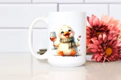 Whimsical Funny Cute Duck Wine Sublimation Clipart Product Image 2