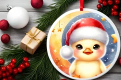 Cute Baby Rabbit on Moon Round Christmas Ornament Product Image 1