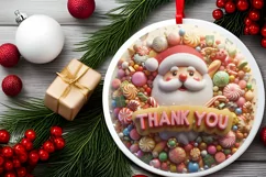 Santa Thank You Christmas Round Ornament Sublimation Product Image 1