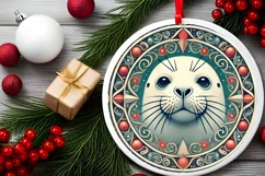 Round Christmas Ornament Sublimation|Clipart Product Image 1