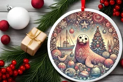 Round Christmas Ornament Sublimation|Clipart Product Image 1