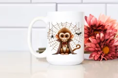Funny Watercolor Monkey with Halloween Fangs Clipart Product Image 2