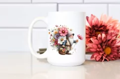detailed Gnome with Cosmos Bouquet | Clipart Product Image 2