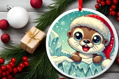 Round Christmas Ornament Sublimation|Clipart Product Image 2