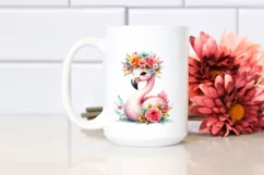 Vibrant Flower Crown Flamingo | Cartoon Style Product Image 2