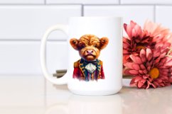 Colorful Baby Highland Cow in Ringmaster Coat, PNG Product Image 2
