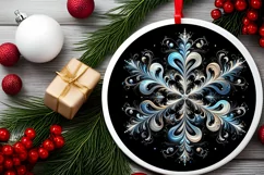 Snow Flake Christmas Round Cute Ornament Sublimation Product Image 1