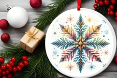 Snow Flake Christmas Round Cute Ornament Sublimation Product Image 1