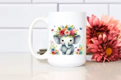 Cute Elephant Flower Crown Tshirt|Tumbler|Mug|Clipart Product Image 2