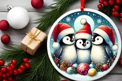 Round Christmas Ornament Sublimation|Clipart Product Image 2