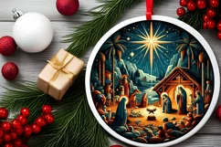 Round Christmas Ornament Sublimation|Clipart Product Image 2