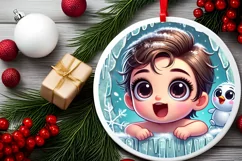 Round Christmas Ornament Sublimation|Clipart Product Image 1