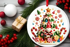Round Christmas Ornament Sublimation|Clipart Product Image 1