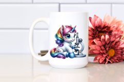 Baby Unicorn with Microscope, Watercolor PNG Product Image 2