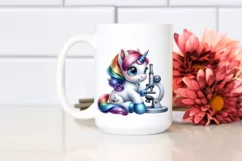 Baby Unicorn with Microscope, Watercolor PNG Product Image 2