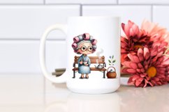 Old Lady Watercolor Bench Hair Curlers | Sublimation | Product Image 2