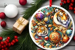 Round Christmas Ornament Sublimation|Clipart Product Image 2