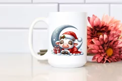 Whimsical Baby Cow on Moon | Sublimation Clipart Product Image 2