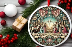 Round Christmas Ornament Sublimation|Clipart Product Image 1