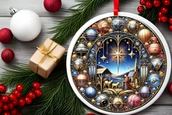 Round Christmas Ornament Sublimation|Clipart Product Image 1