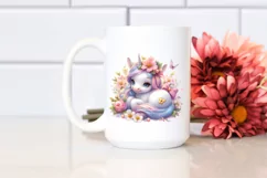 Cute Magical Unicorn with Jasmine | Sublimation | Clipart Product Image 2