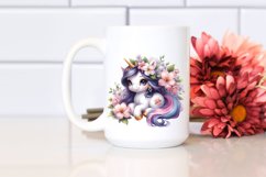 Cute Magical Unicorn with Jasmine | Sublimation | Clipart Product Image 2