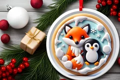 Round Christmas Ornament Sublimation|Clipart Product Image 1