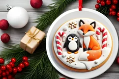 Round Christmas Ornament Sublimation|Clipart Product Image 1