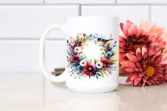 Vibrant Watercolor Abstract Wreath | Clipart Product Image 2
