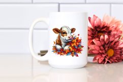 Colorful Cow with Autumn Leaves PNG Product Image 2