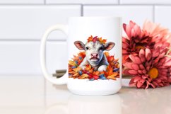 Colorful Cow with Autumn Leaves PNG Product Image 2