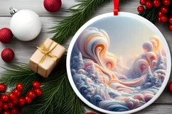 Molten Candy Winter Scene Round Sublimation PNG Product Image 2