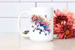 Colorful Unicorn with Spring Petals PNG Product Image 2