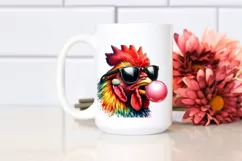 Quirky Colorful Chicken High Detail Watercolor Clipart Product Image 2