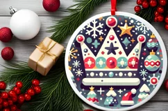 Round Christmas Ornament Sublimation|Clipart Product Image 1